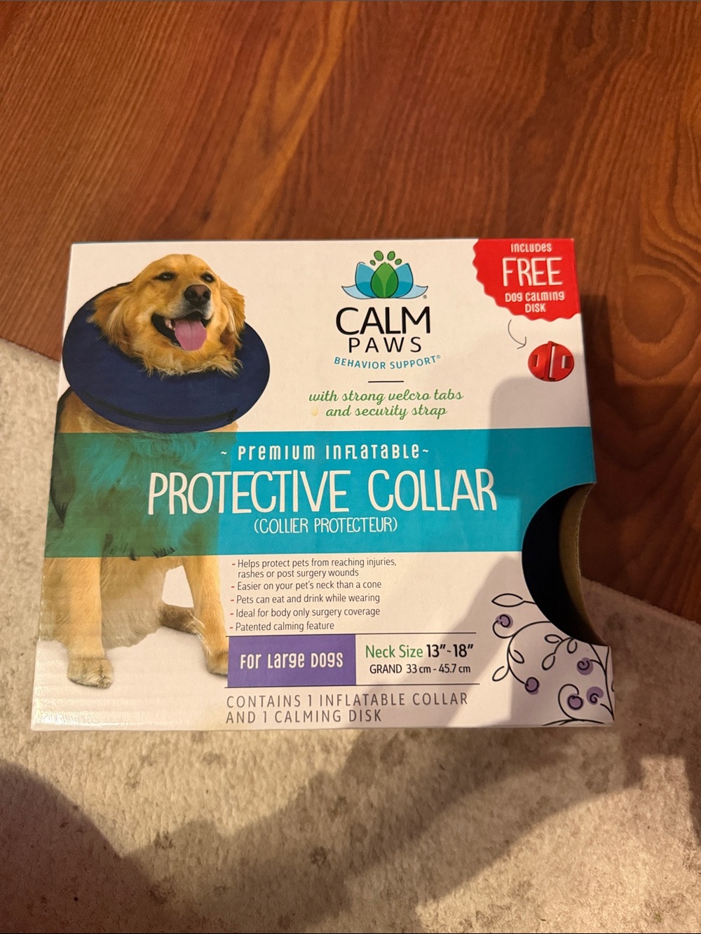 Inflatable Protective Collar for Dogs - Blue (Large)